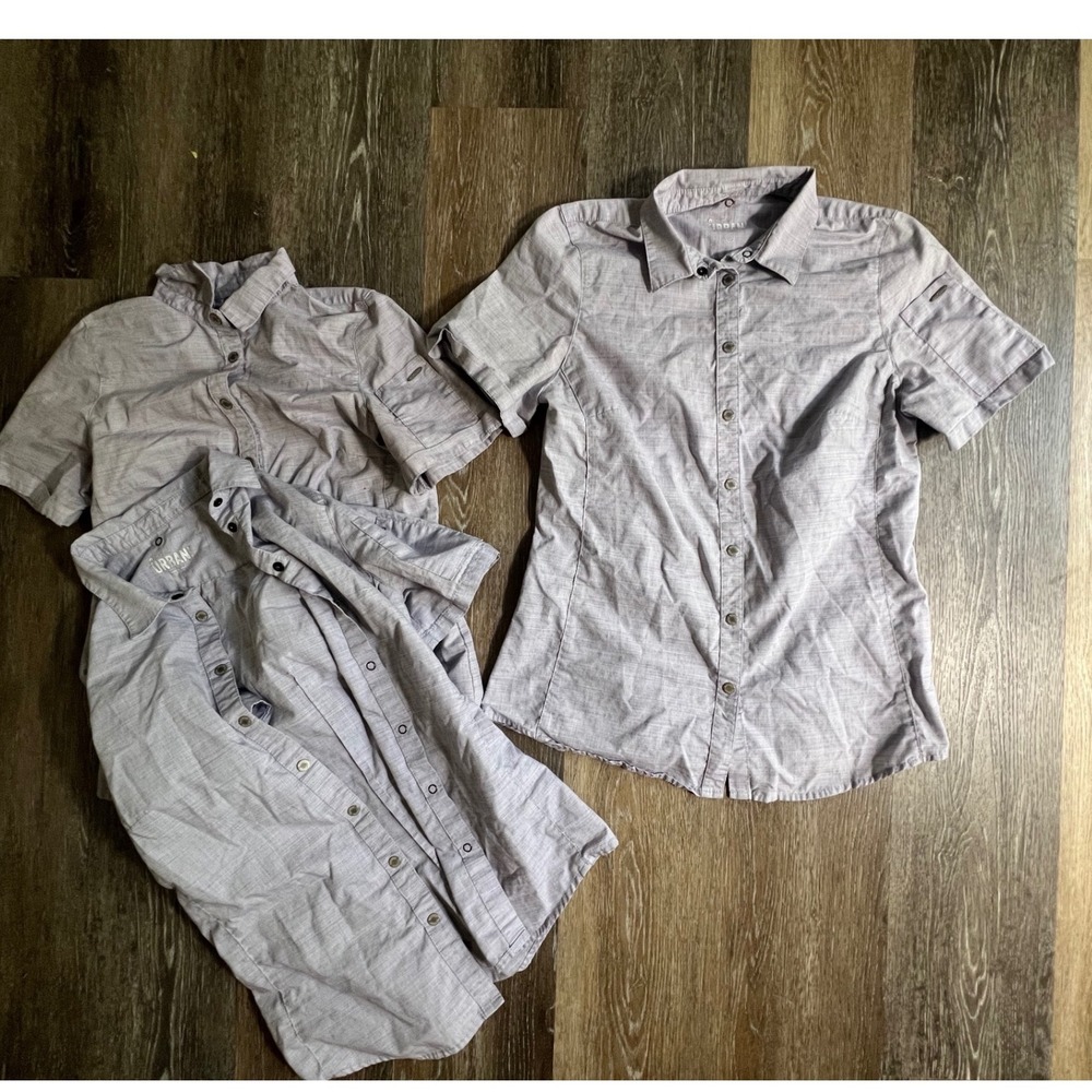 Chef Works Urban Collection Shirt Womens S Purple Grey Snap Front Lot of 3